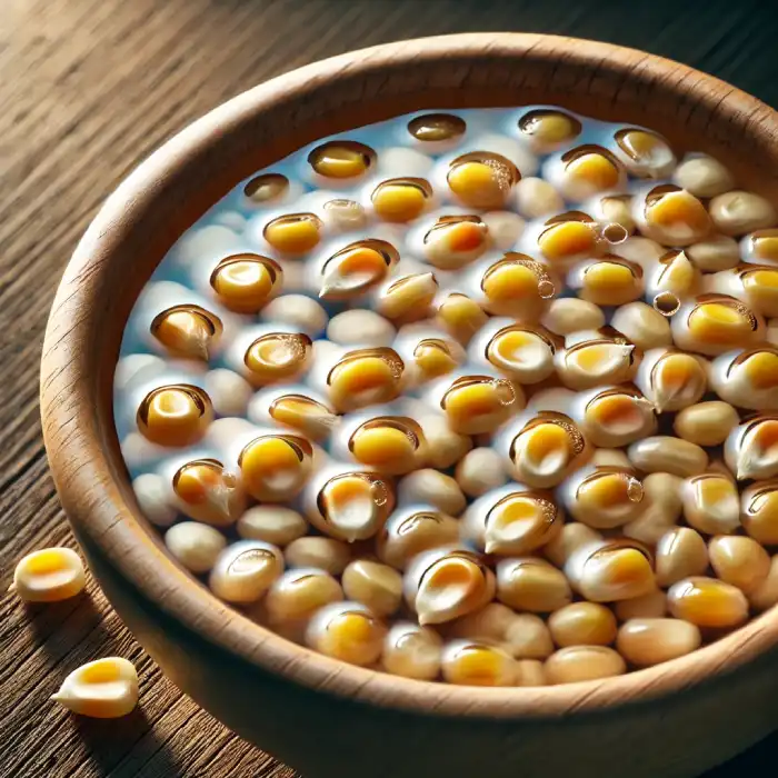 namočená semínka kukuřice - microgreens